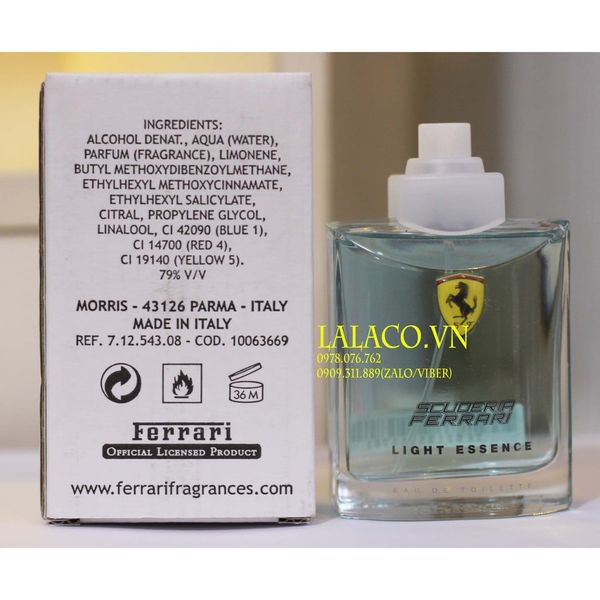 [ sale ] Nước hoa Tester Tester Scuderia Ferrari Light Essence 75ml