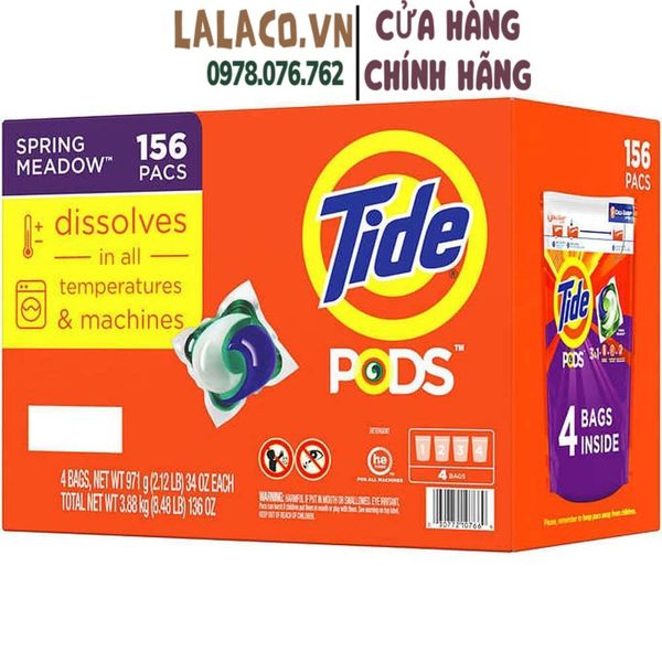Thùng 4 bịch Giặt Xả Tide Pods 156 Viên ( Bịch 39 viên)