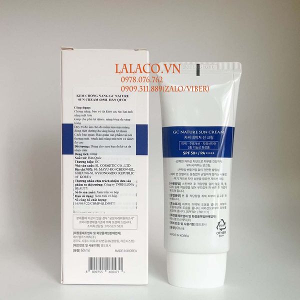Kem Chống Nắng Nâng Tone,Dưỡng Da Hàn Quốc GC Nature Sun Cream SPF 50+ 60ml
