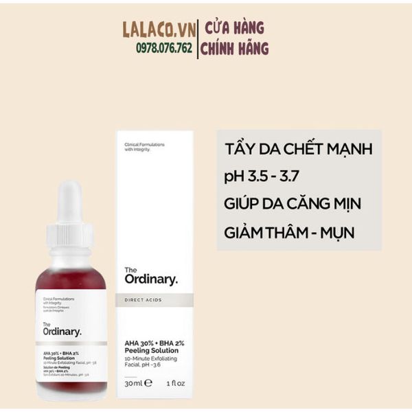 Tẩy tế bào chết AHA 30% + BHA 2% Peeling Solution 30ml - serum peel da The Ordinary