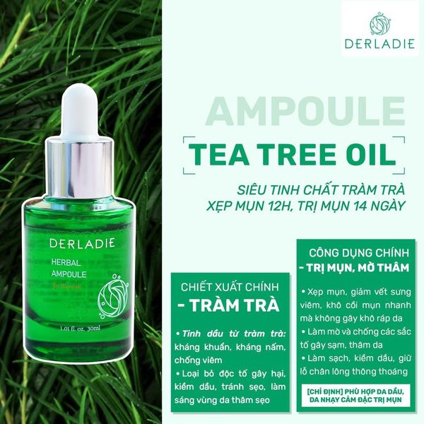 [ Có Quà tặng ] [NHẬP KHẨU CHÍNH HÃNG CÓ TEM] Serum Tràm Trà Derladie Tinh Chất Giảm Mụn Herbal Ampoule For Blemish 30ml