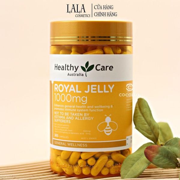 Viên uống sữa ong chúa Healthy Care Royal Jelly 1000mg giúp đẹp da, làm chậm lão hóa 365 viên của Úc