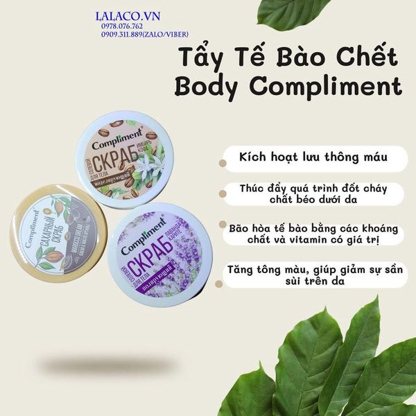Tẩy Da Chết Body Compliment sáng mịn da, giảm stress, tăng đàn hồi - Tẩy da chết cơ thể Compliment