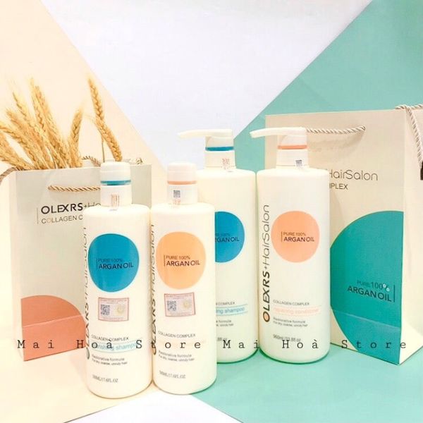 Dầu gội xả, tinh dầu, kem ủ tóc phục hồi giảm rụng tóc Olexrs Hair Salon Collagen 500ml