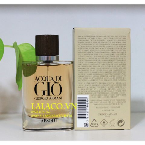 [75ml] Nước hoa Nam Giogio Armani Acqua Di Gio Absolu - Hàng Pháp