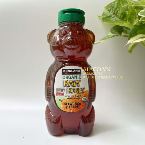 Mật Ong Gấu Hữu Cơ Kirkland Organic Raw Honey chai 680gr - Hàng Mỹ
