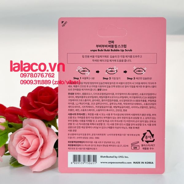Tẩy Tế Bào Chết Môi Sủi Bọt Bubi Bubi Lip By Unpa