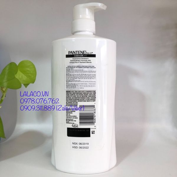 Dầu gội xả 2 trong 1 Pantene Pro- V 900ml - Hàng Mỹ