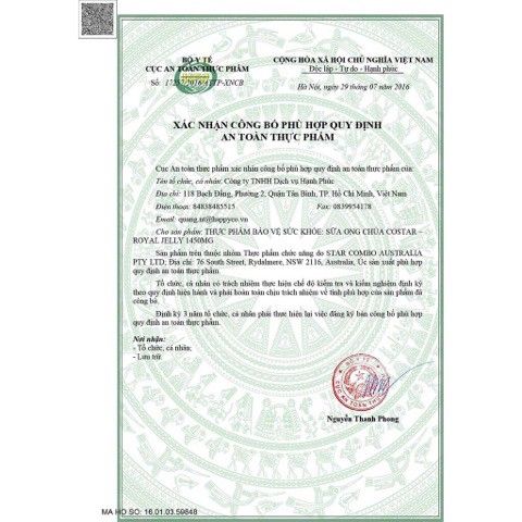 Sữa Ong Chúa Úc Costar Royal Jelly 1450mg