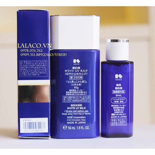 Bộ Kem chống nắng Kose Sekkisei White UV Milk