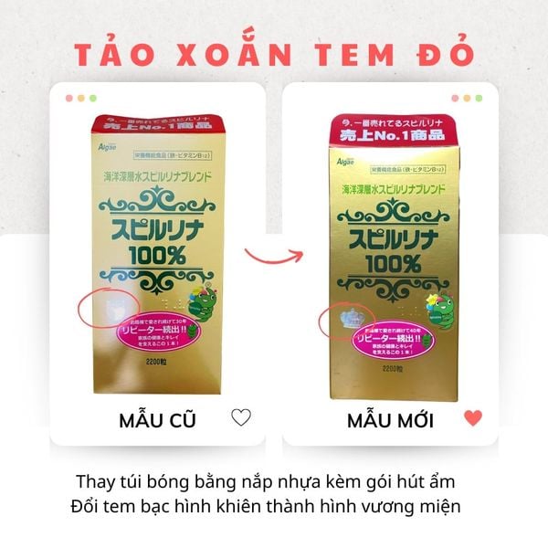 Tảo xoắn tem đỏ,viên tảo xoắn SPIRULINA hộp 2200 viên (DATE 2025)