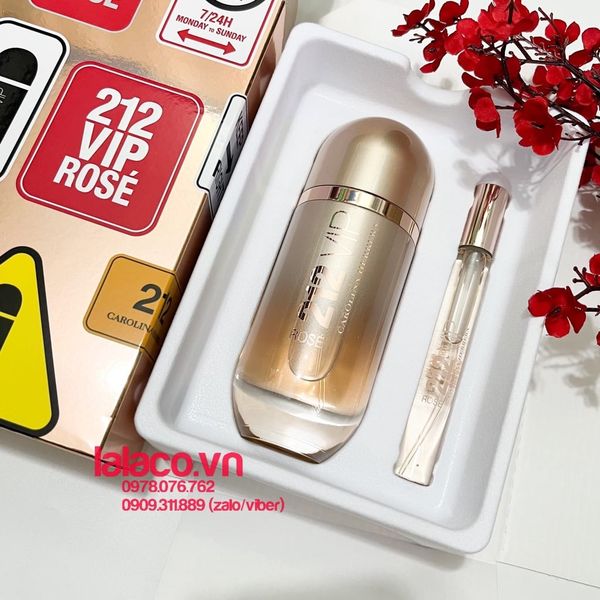 Bộ Nước Hoa Nữ - Gift set Carolina Herrera 212 VIP Rose EDP 2pcs ( EDP 80ml & EDP 10ml )