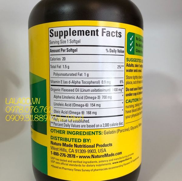 Viên uống Nature Made Flaxseed oil 1400 mg hộp 300 viên