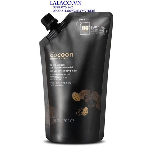 [Túi Refill] Tẩy Da Chết Toàn Thân Cocoon Sạch Da Dak Lak Coffee Body Polish 600ml
