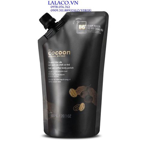 [Túi Refill] Tẩy Da Chết Toàn Thân Cocoon Sạch Da Dak Lak Coffee Body Polish 600ml