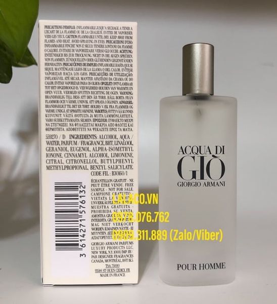 [15ml] Nước hoa Nam Giorgio Armani Acqua Di Gio Pour Homme gio trắng