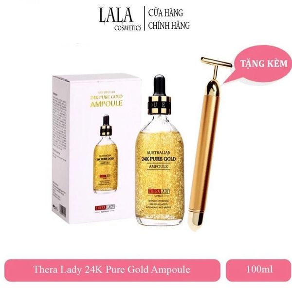 (Mẫu Mới) Serum vảy vàng 24K Pure Gold Ampoule Thera Lady 100ml + thanh lăn Beauty Bar 24K