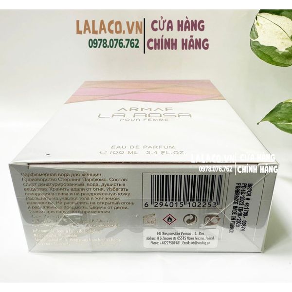 Nước hoa Nữ Armaf La Rosa Pour Femme EDP 100ml;  Ngọt ngào, Thu hút, Nữ tính