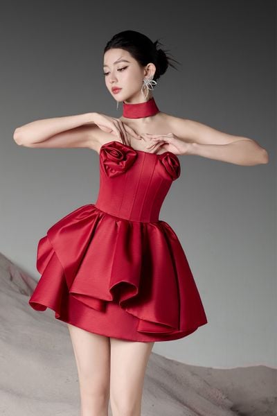  Snowfall Elegance Maroon Dress 