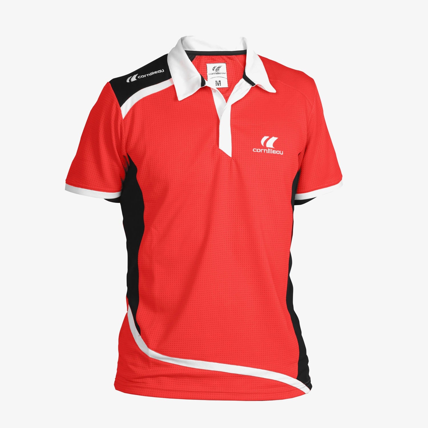 Chi tiết mặt trước áo bóng bàn Cornilleau Polo Contest Rouge chính hãng