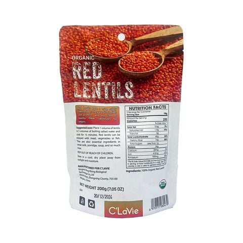  Đậu lăng đỏ hữu cơ C’LaVie 200g 