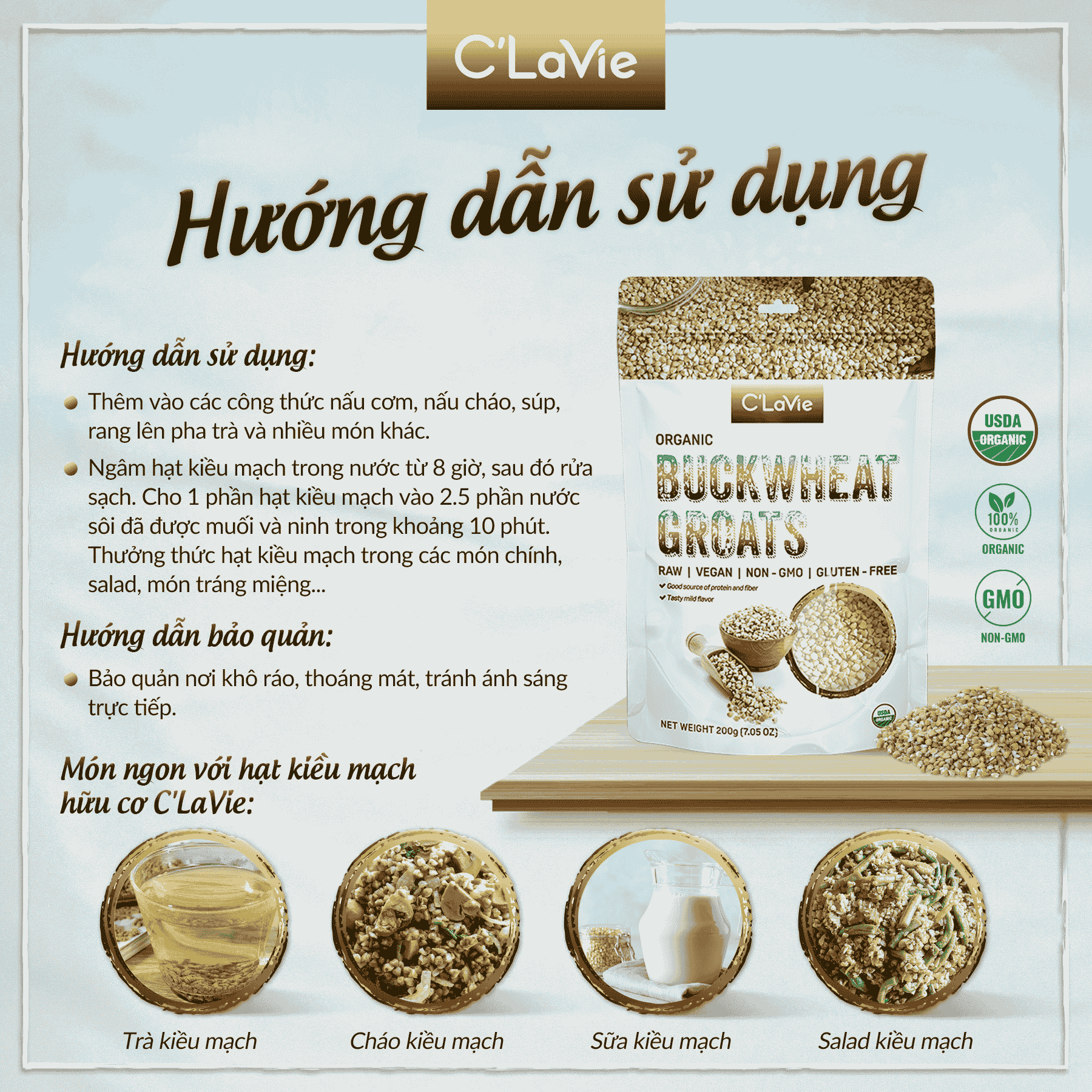  Hạt kiều mạch hữu cơ C’LaVie 200g 