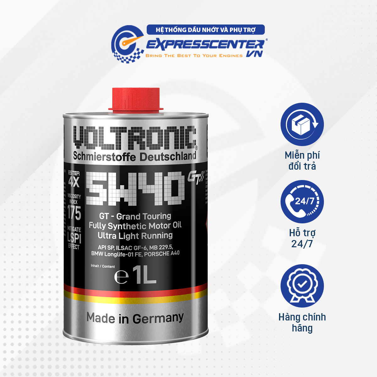  Dầu Nhớt Xe Ôtô Voltronic 5W40 GT 1L 