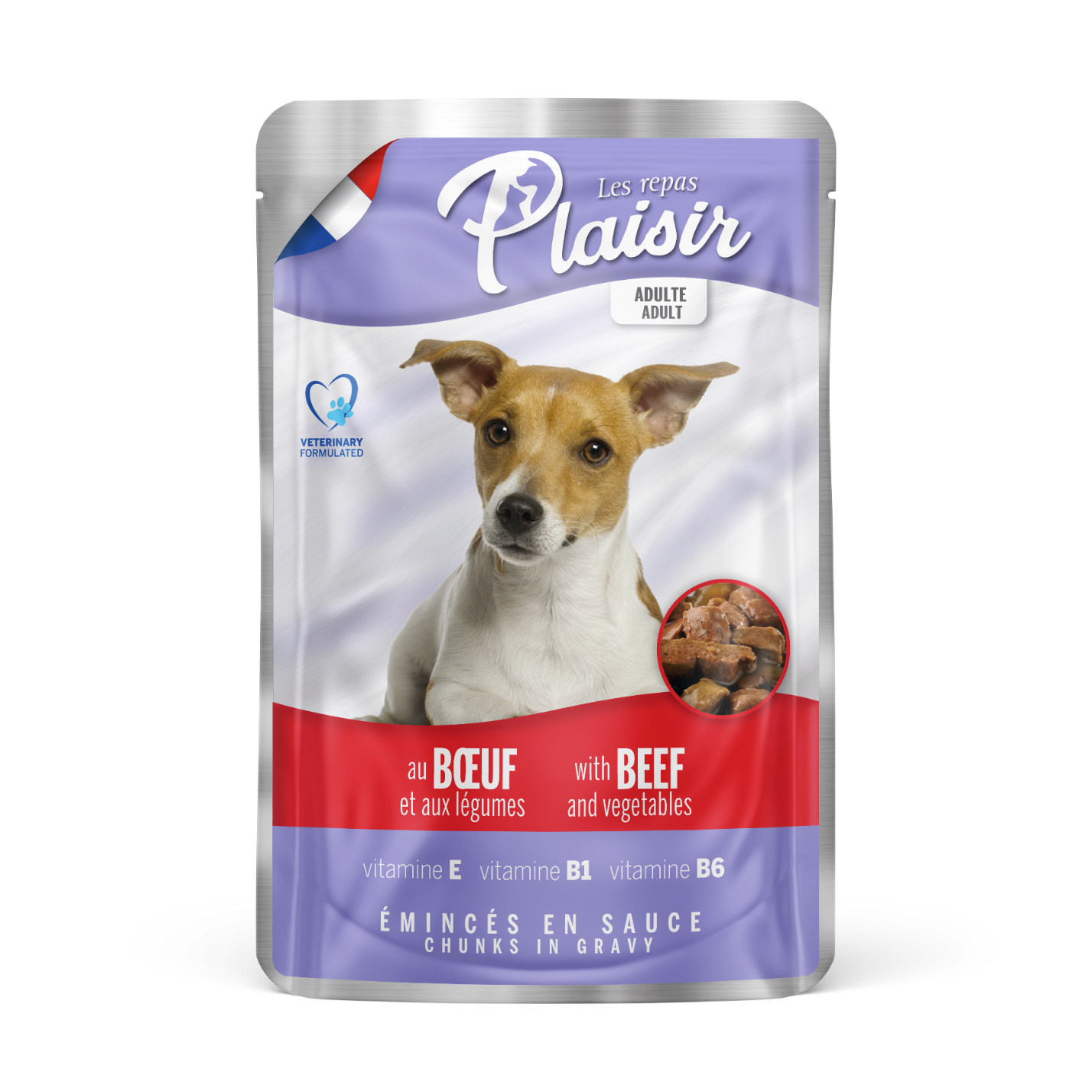  Plaisir Adult Dog – Beef Flavor Chunks In Gravy 