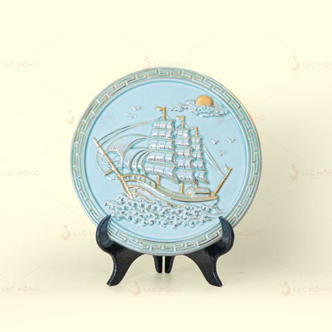 Đĩa Cảnh Thuận Buồm Xuôi Gió Vẽ Vàng
