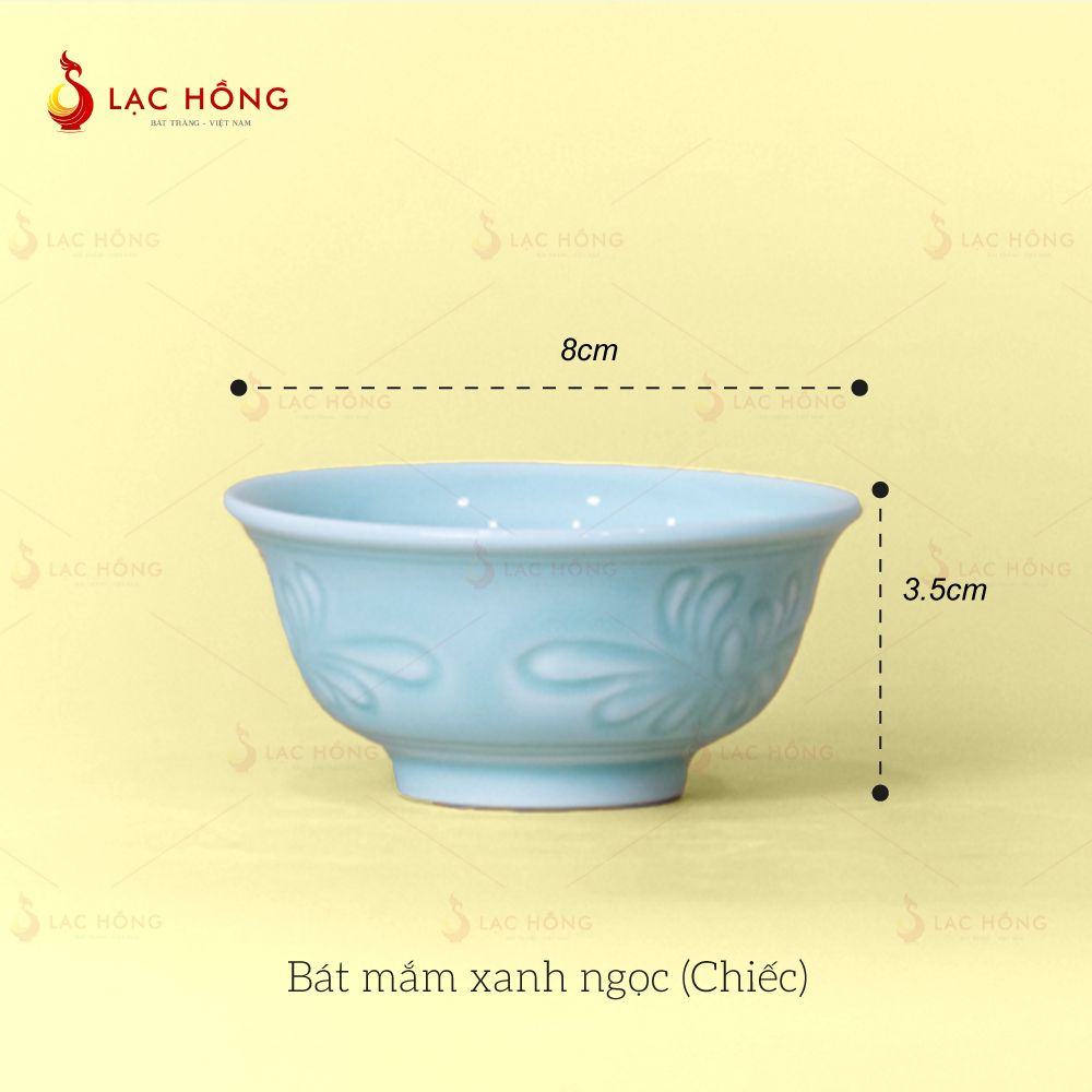 Bộ Bát Đĩa Vân Hoa Men Xanh Ngọc