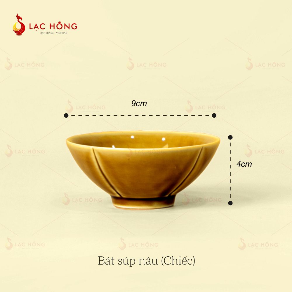 Bộ Bát Đĩa Vân Sen Men Nâu