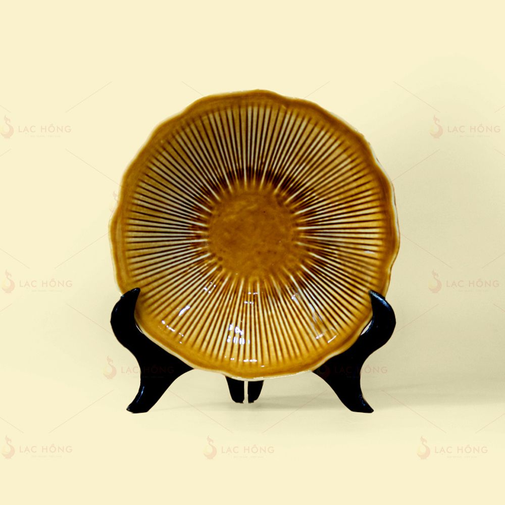 Bộ Bát Đĩa Vân Sen Men Nâu