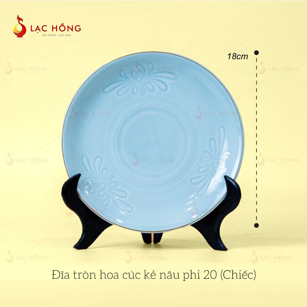 Bộ Bát Đĩa Vân Hoa Men Xanh Ngọc Kẻ Nâu