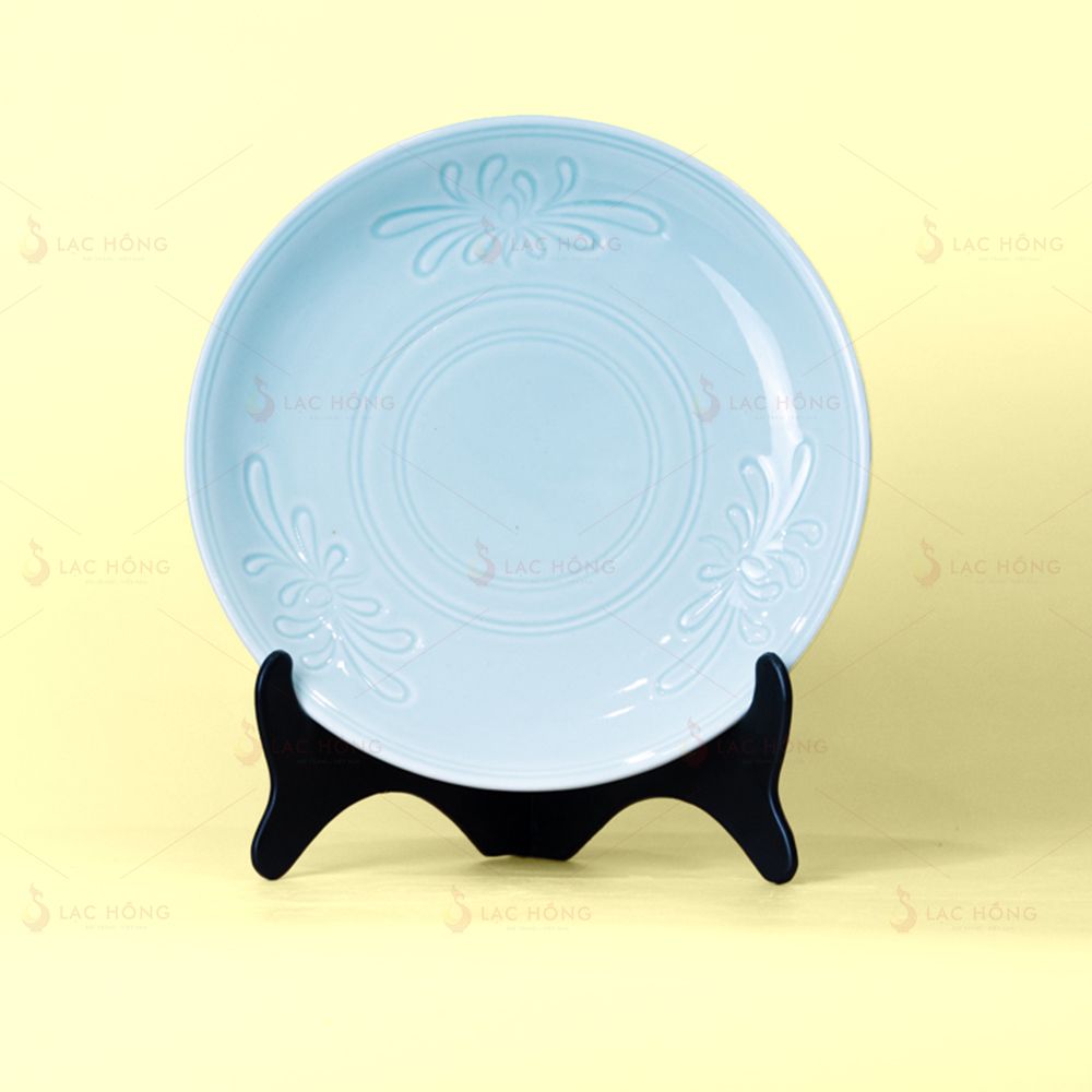 Bộ Bát Đĩa Vân Hoa Men Xanh Ngọc Kẻ Nâu