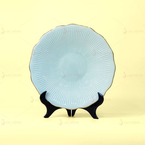  Đĩa Vân Sen Men Xanh Kẻ Vàng 
