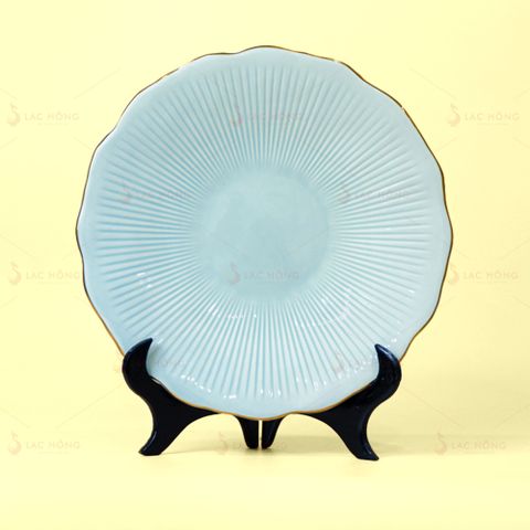  Bộ Bát Đĩa Vân Sen Men Xanh Ngọc Kẻ Vàng 