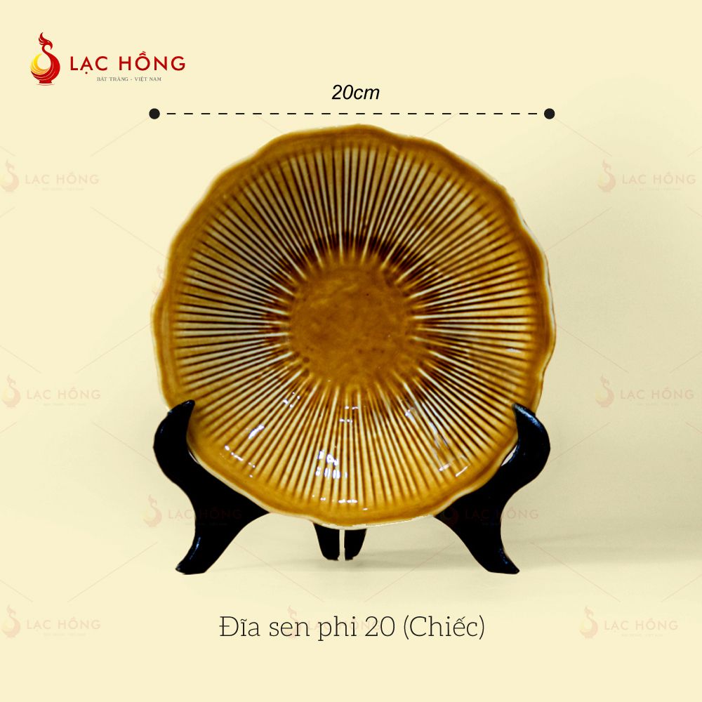 Bộ Bát Đĩa Vân Sen Men Nâu