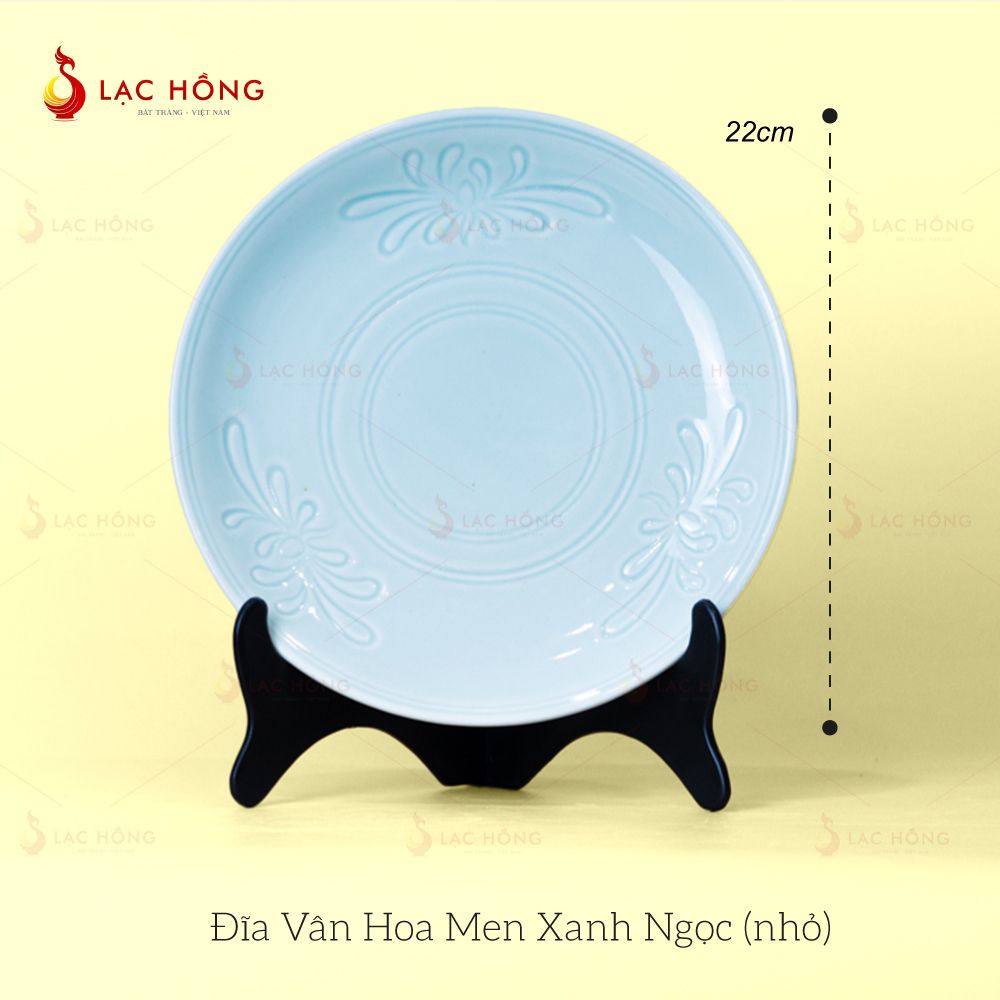 Bộ Bát Đĩa Vân Hoa Men Xanh Ngọc