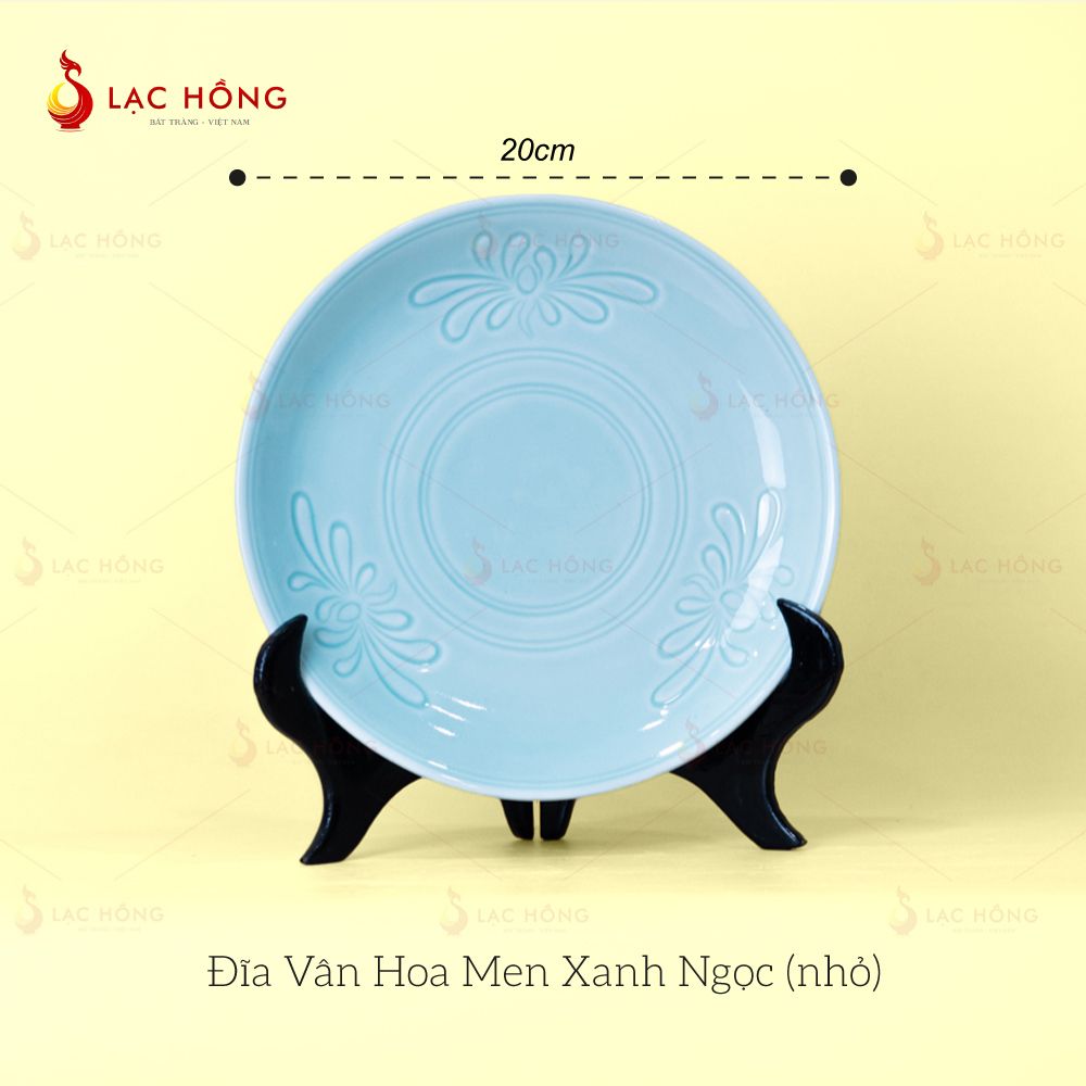 Bộ Bát Đĩa Vân Hoa Men Xanh Ngọc