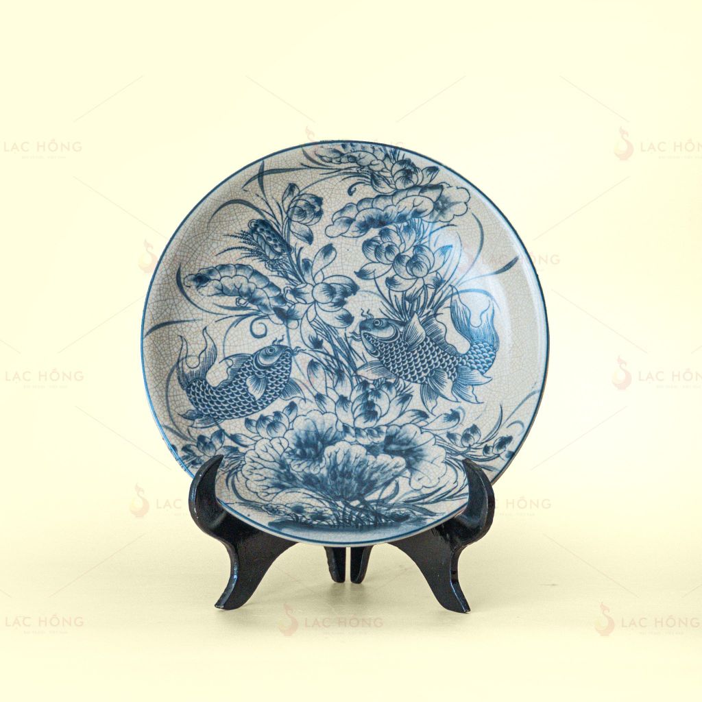 Đĩa Trưng Bày Men Rạn Song Ngư