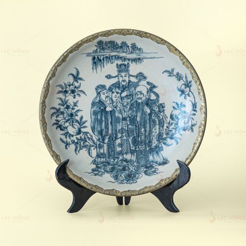  Đĩa Trưng Bày Men Rạn Tam Đa Bọc Đồng 