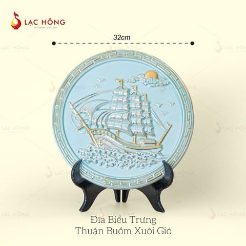 Đĩa Cảnh Thuận Buồm Xuôi Gió Vẽ Vàng
