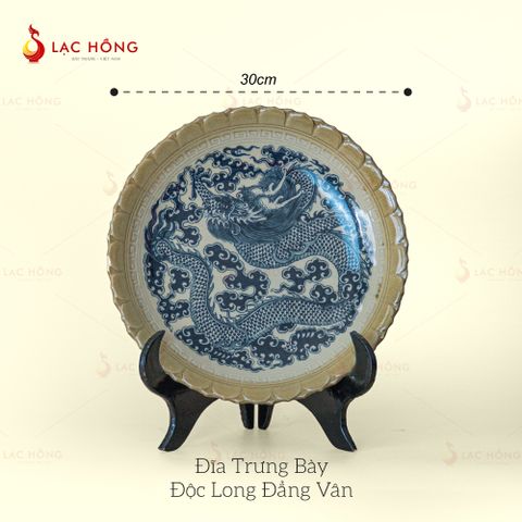 Đĩa Trưng Bày Độc Long Đẳng Vân Men Rạn