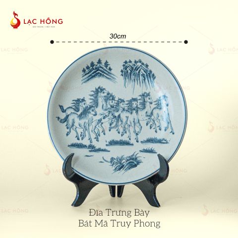 Đĩa Trưng Bày Bát Mã Truy Phong Men Rạn