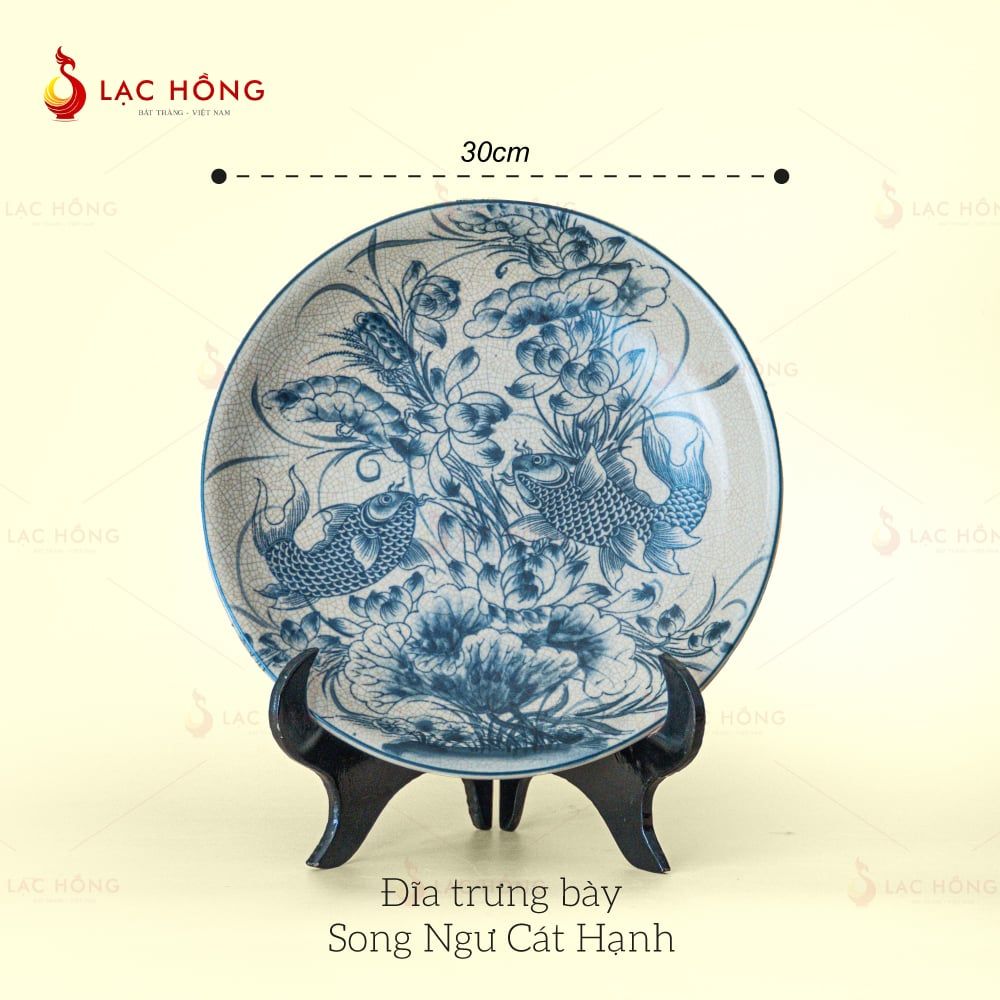 Đĩa Trưng Bày Men Rạn Song Ngư