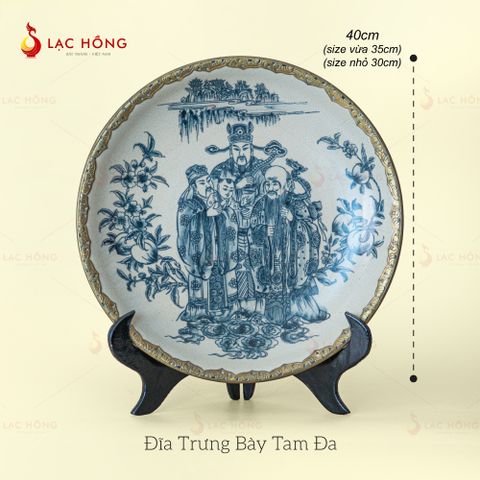  Đĩa Trưng Bày Men Rạn Tam Đa Bọc Đồng 