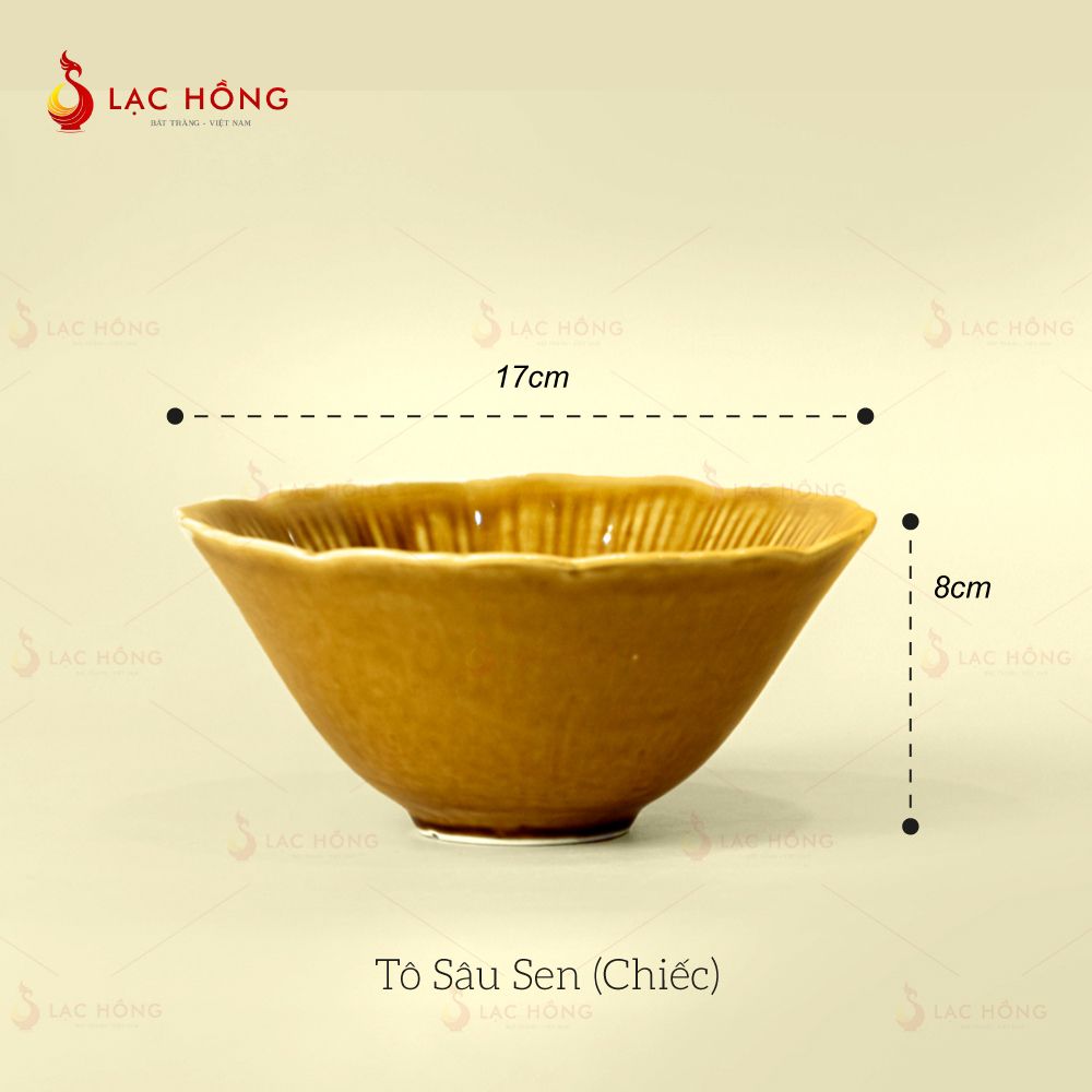 Bộ Bát Đĩa Vân Sen Men Nâu