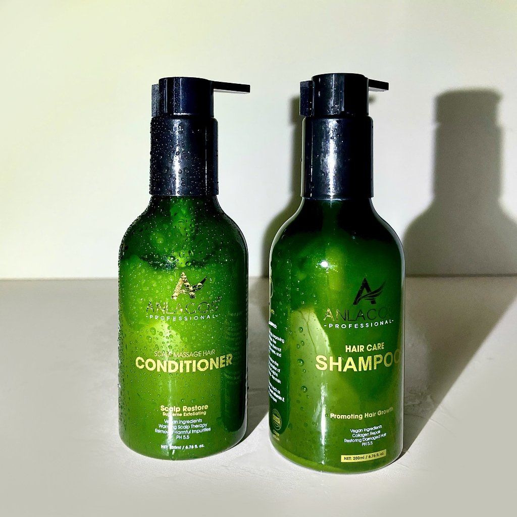 [Tặng xịt dưỡng 50ml] Combo gội xả Anlacos mọc tóc gừng bưởi thuần chay 200ml