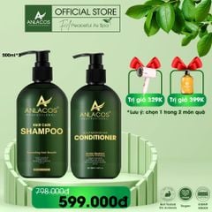 [Tặng máy sấy Gaabor] Combo dầu gội xả Anlacos kích mọc tóc thuần chay thiên nhiên dùng được cho bầu 500ml*2