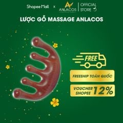 Lược gỗ massage da đầu Anlacos kích mọc tóc, lược gỗ hỗ trợ ấn huyệt lưu thông khí huyết, giảm ê mỏi